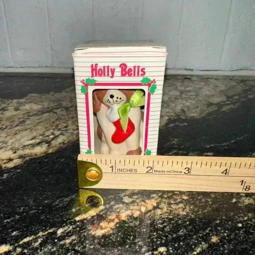 VINTAGE 1986 Holly Bells Dog Christmas Ornament - Picture 12 of 15